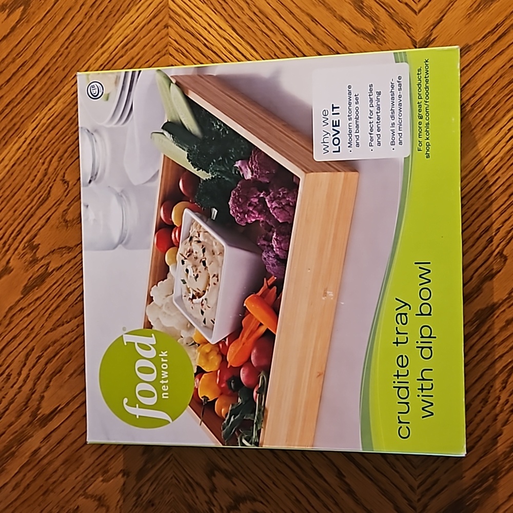 Bamboo Tray with Dip Bowl Food Network NWT